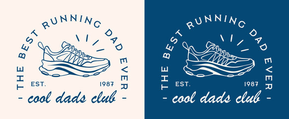 Father's day sports running fit dad the best runner ever marathoner coach cool dads club printable card. Retro navy blue aesthetic run active lifestyle funny humor quotes shirt design birthday gifts.