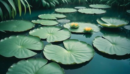 Lily Pad Reflections, a detailed shot of a lily pad on water