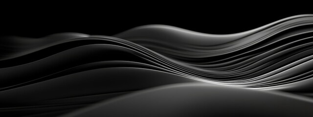 Sleek black background with smooth gradients for design, featuring white space in the center for text. Ideal for modern banners and abstract wallpapers.