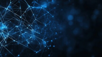 Modern Blue Background with Lines and Nodes for Design, Featuring White Space in the Center for Text. Abstract Geometric Modern Wallpaper Ideal for Banner Templates and Digital Projects.