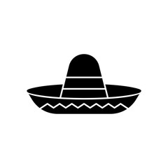 Mexican Sombrero Hat Silhouette Icon Design