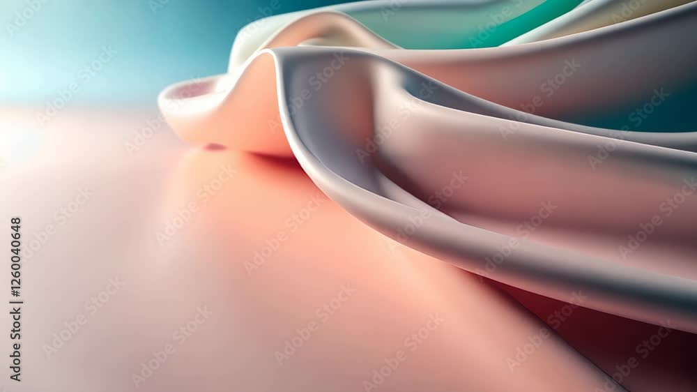 Poster captivating waves of soft fabric flowing over a gentle surface in a serene color palette during gold