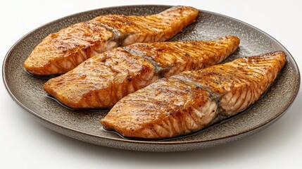 Grilled salmon fillets, plate, studio, food photography, recipe