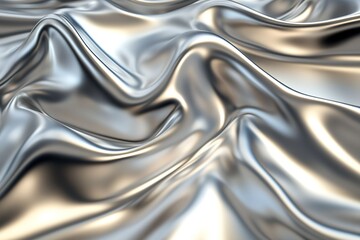Draped Silver Fabric Showing Soft Waves and Folds