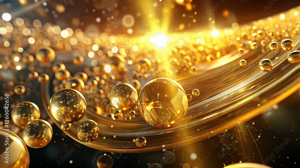 Poster sparkling golden orbs dance in the radiant light of an enchanting universe, creating a mesmerizing s