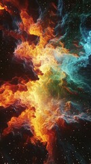 Fototapeta premium A colorful and vibrant nebula expands throughout deep outer space