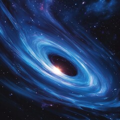 A powerful black hole surrounded by swirling cosmic energy