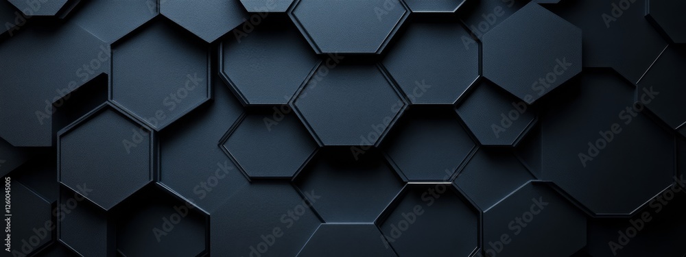 Poster sleek black hexagons and lines on a dark background. geometric design for banner template with white