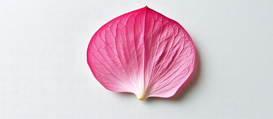 Vibrant pink lotus petal resting on a smooth white surface showcases delicate textures and natural beauty creating stunning visual contrast