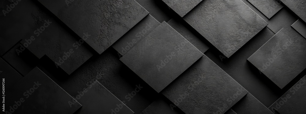 Poster sophisticated black background with intersecting rectangles for design, featuring white space in the