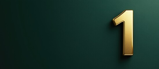 Golden number one positioned to the right against a gradient dark green background, minimalist design with ample negative space for text or images.