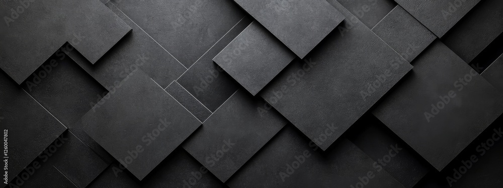 Poster sophisticated black background with intersecting rectangles for design, featuring white space in the