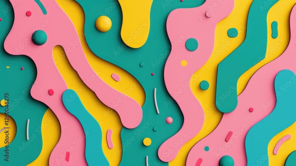 Poster colorful abstract design with fluid shapes and dynamic patterns