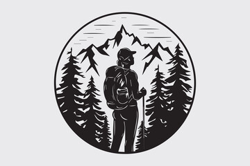 Adventure Awaits Hiker on a Rocky Mountain vector