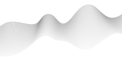 Fototapeta premium Undulate Grey Wave Swirl, frequency sound wave, twisted curve lines with blend effect. Technology, data science, geometric border. Isolated on white background. Vector illustration.