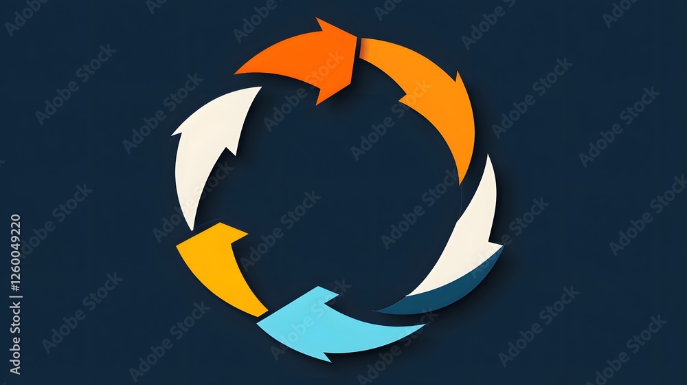 Poster circular arrangement of arrows pointing in a rotational sequence