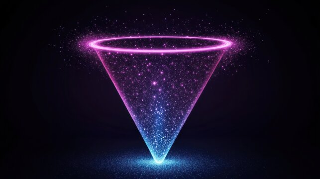 Glowing Cone of Light and Particles Abstract Design