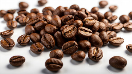brown coffee beans on white background