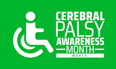 National Cerebral Palsy Awareness Month background banner or poster design template. observed every year in March. Holiday concept. Use to any Template, card, poster, placard, template.