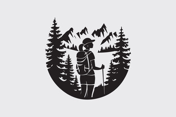 Adventure Awaits Hiker on a Rocky Mountain vector