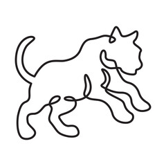 Continuous one line drawing tiger silhouette.Beautiful adult tiger..Line isolated minimal logo.Line art.Not AI.