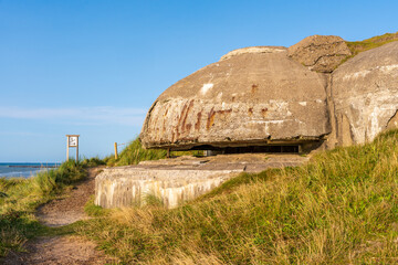 The German Atlantic Wall bunkers preserved at Bunker Museum Hirtshals, along the Jutland coast of...