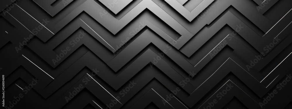 Aufkleber sophisticated black background with zigzags and patterns for design, featuring white space in the ce