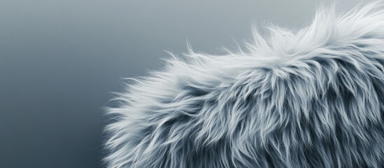 Light grey plush faux fur with long strands on a smooth grey backdrop showcasing a soft textured appearance that adds an elegant touch