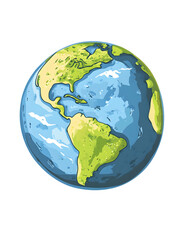 Pixel art illustration of Earth, showcasing continents and oceans in shades of blue and green against a transparent background