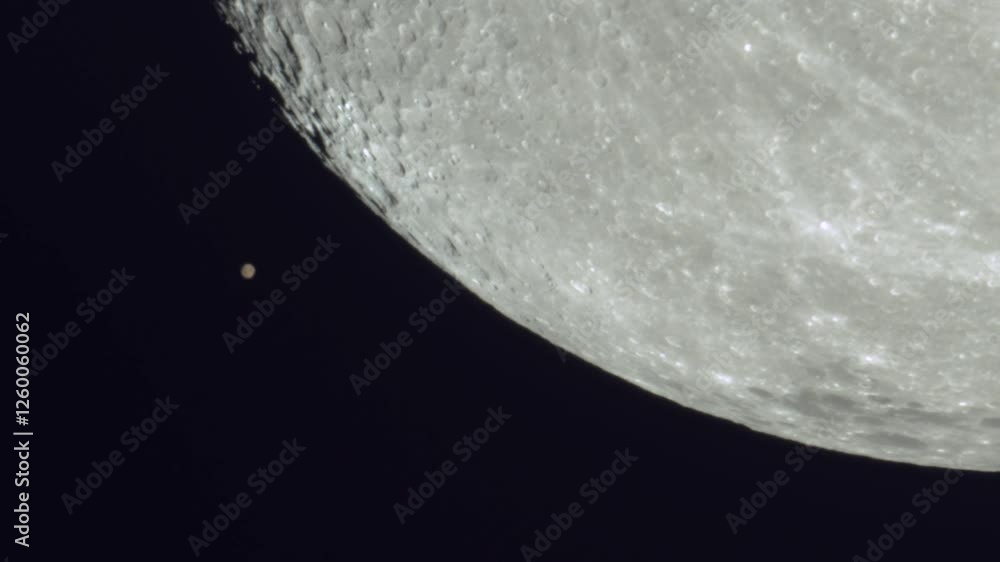 Wall mural mars and moon conjunction close up view timelapse 45x speed up
