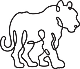 Obraz premium Continuous one line drawing tiger silhouette.Beautiful adult tiger..Line isolated minimal logo.Line art.Not AI.