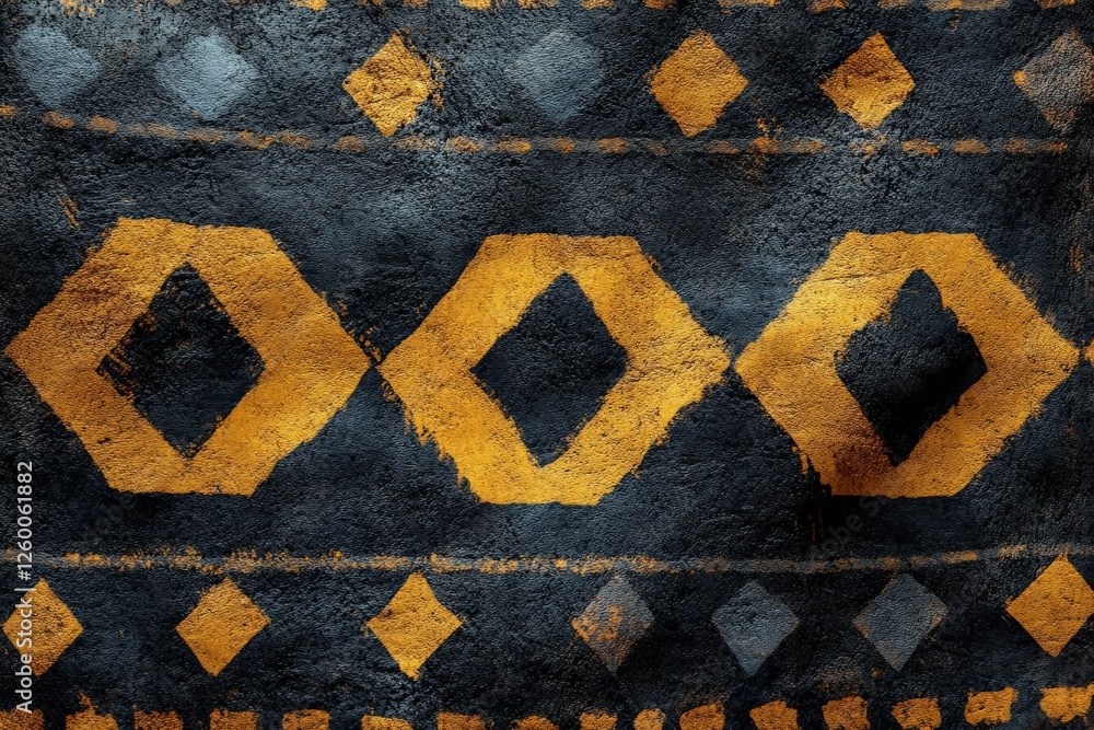 Poster colorful geometric patterns on a textured surface showcasing artistic design and craftsmanship