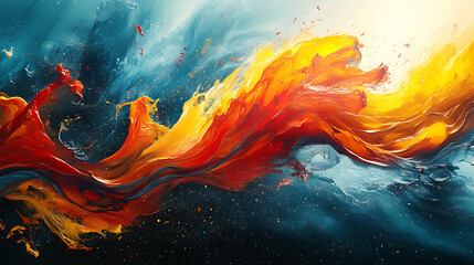 A colorful abstract representation of happiness, with vibrant splashes and dynamic shapes, modern art, with a focus on positivity, glowing effects 