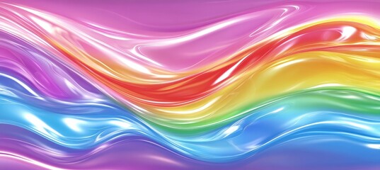 Obraz premium Abstract Rainbow Fluid Wavy Background, Vibrant Dynamic Shapes And Lines, Digital Art Design.