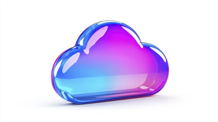 This features colorful cloud icon with gradient of blue and pink hues, representing digital storage or cloud computing