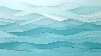 Fototapeta premium Abstract Blue Waves: Paper Cut Art Design