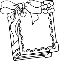 Coquette Book with bow close Outline Hand drawn