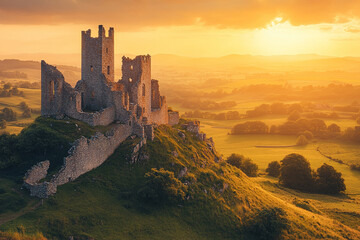 Fototapeta premium Castle Ruins at Sunset