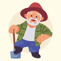 Naklejka premium Flat Vector Farmer Illustration