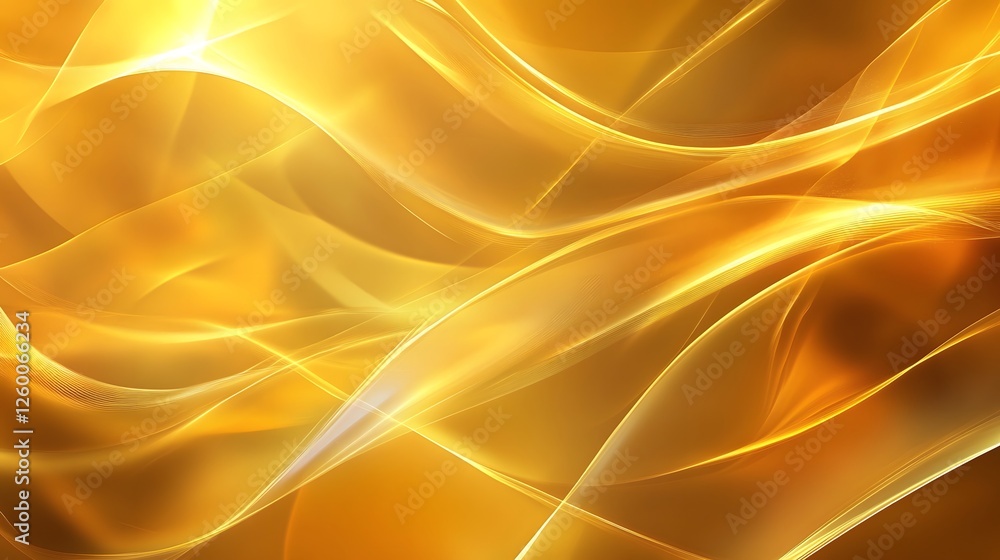 Poster abstract golden background with flowing shapes and bright lines