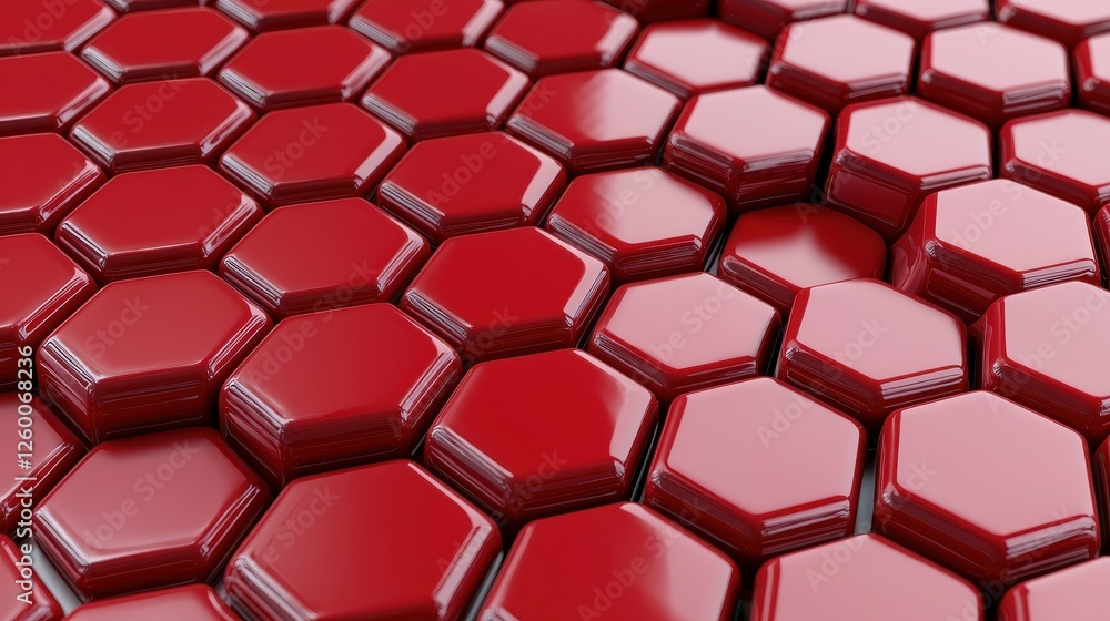 Poster dynamic geometric patterns abstract design digital art red hexagons close-up modern aesthetics