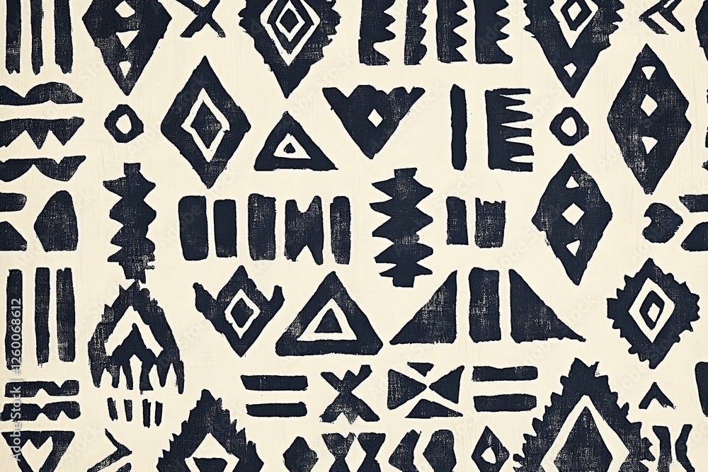 Poster abstract geometric patterns in black and white displayed on a textured background