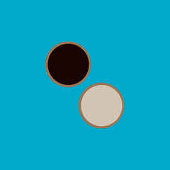 Paper cup with coffee top view. Vector template and illustration.