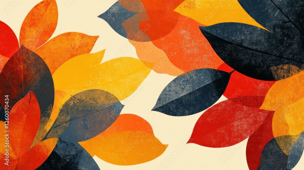 Poster abstract colorful leaves arranged on a light background create visual harmony