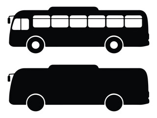 Bus icon set silhouette vector on white background