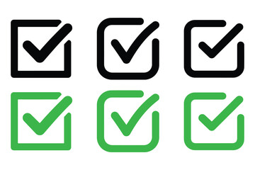 check mark icon. correct, right, accept, approved, choose, confirm, test, vote, yes symbol vector on white background