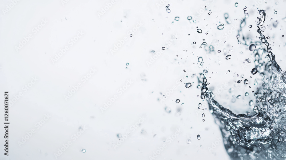 Poster water splash with droplets creating dynamic movement and energy