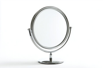 Fototapeta premium Selective focus stand mirror isolated on white background, Portable mirror on dressing table on white background.