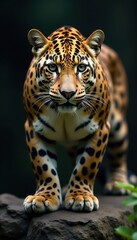 Obraz premium Perfectly preserved leopard, poised for the strike, stealth, ready, Africa