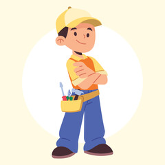 flat vector handyman illustration